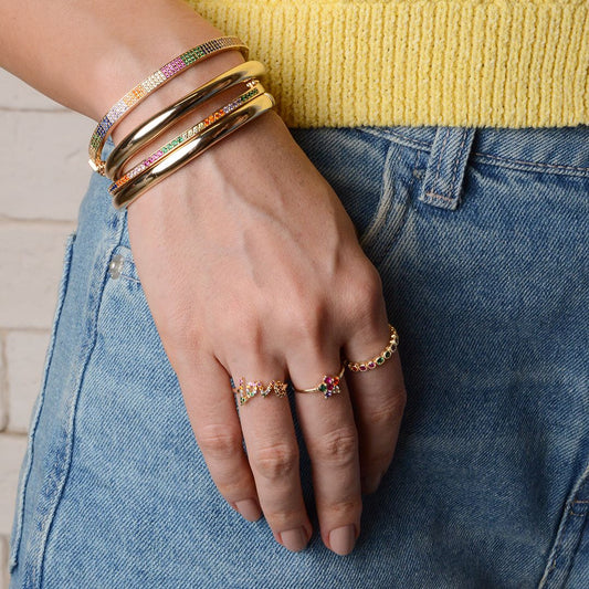 Bracelete Bianca Zircônias Coloridas Folheado a Ouro 18k