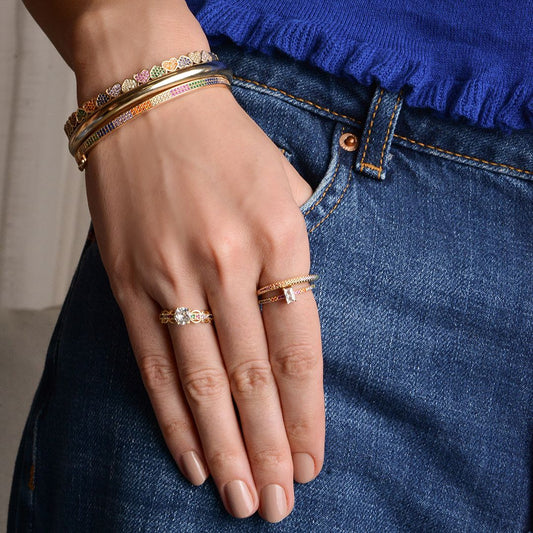 Bracelete Coração Mari Zircônias Coloridas Folheado a Ouro 18k