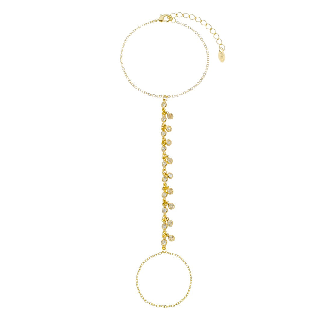 Pulseira de Mão Alice Zircônias Folheada a Ouro 18k