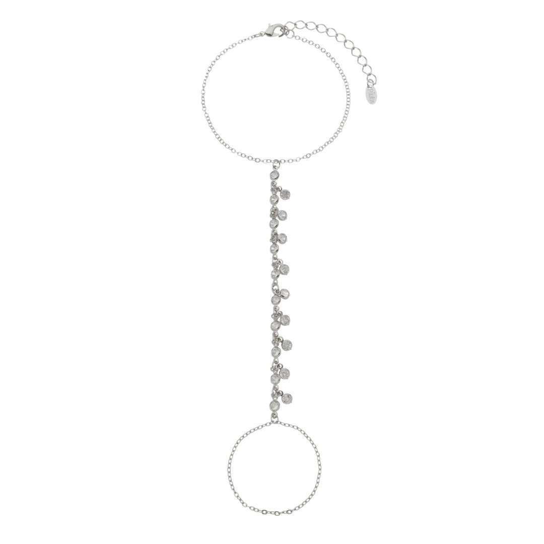 Pulseira de Mão Alice Zircônias Folheada em Ródio Branco