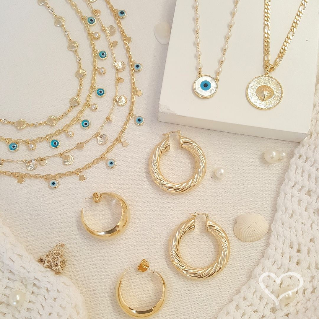 Choker Lara Olho Grego e Mini Estrelas Folheada a Ouro 18k