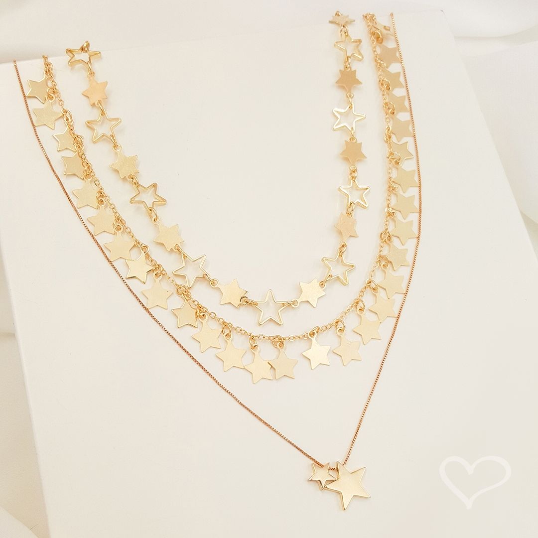 Choker Constelação Estrelas Sirius Folheada a Ouro 18k