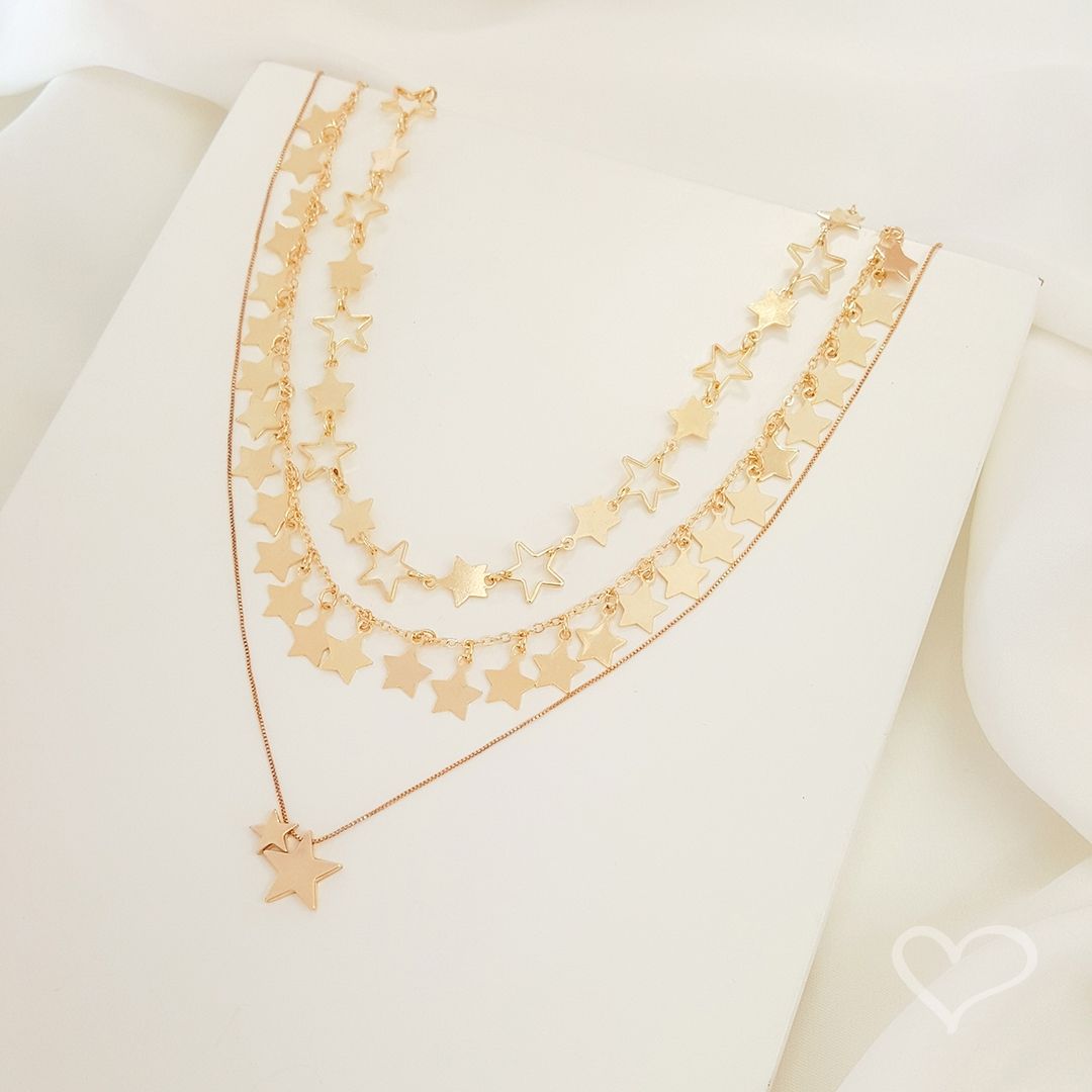 Choker Constelação Estrelas Sirius Folheada a Ouro 18k