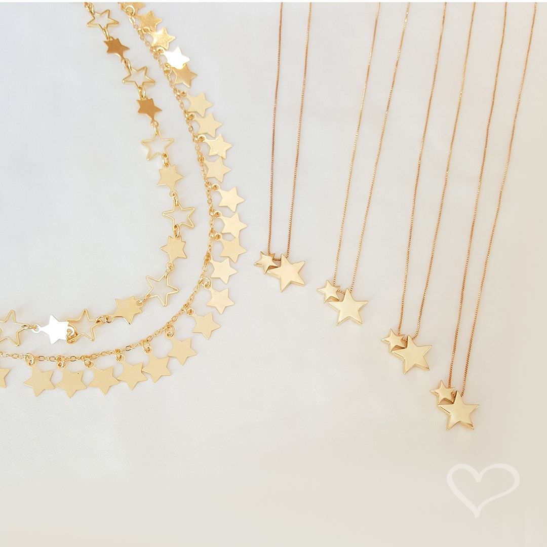 Choker Constelação Estrelas Sirius Folheada a Ouro 18k