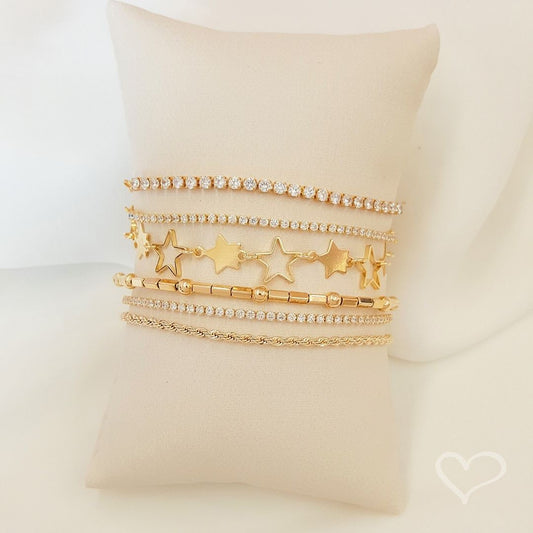 Tornozeleira Constelação Estrelas Sirius Folheada a Ouro 18k