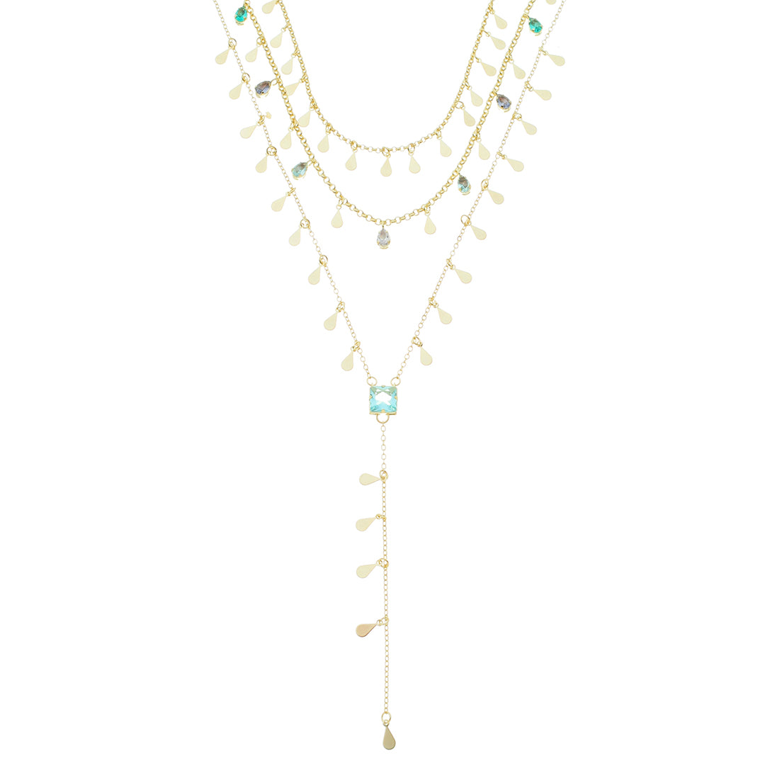 Mix de Colares Larissa Gotinhas Zircônia Acqua Folheado a Ouro 18k