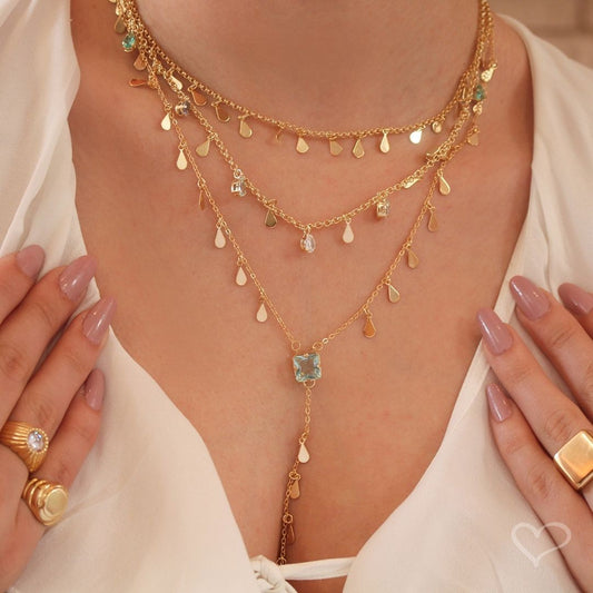 Mix de Colares Larissa Gotinhas Zircônia Acqua Folheado a Ouro 18k