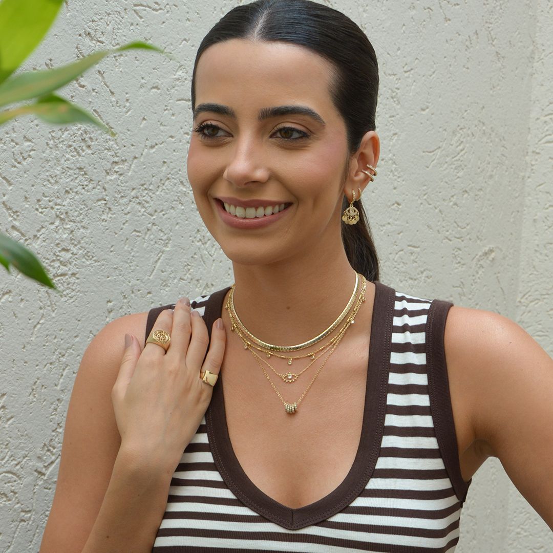 Colar Helena Zicônias Folheado a Ouro 18k