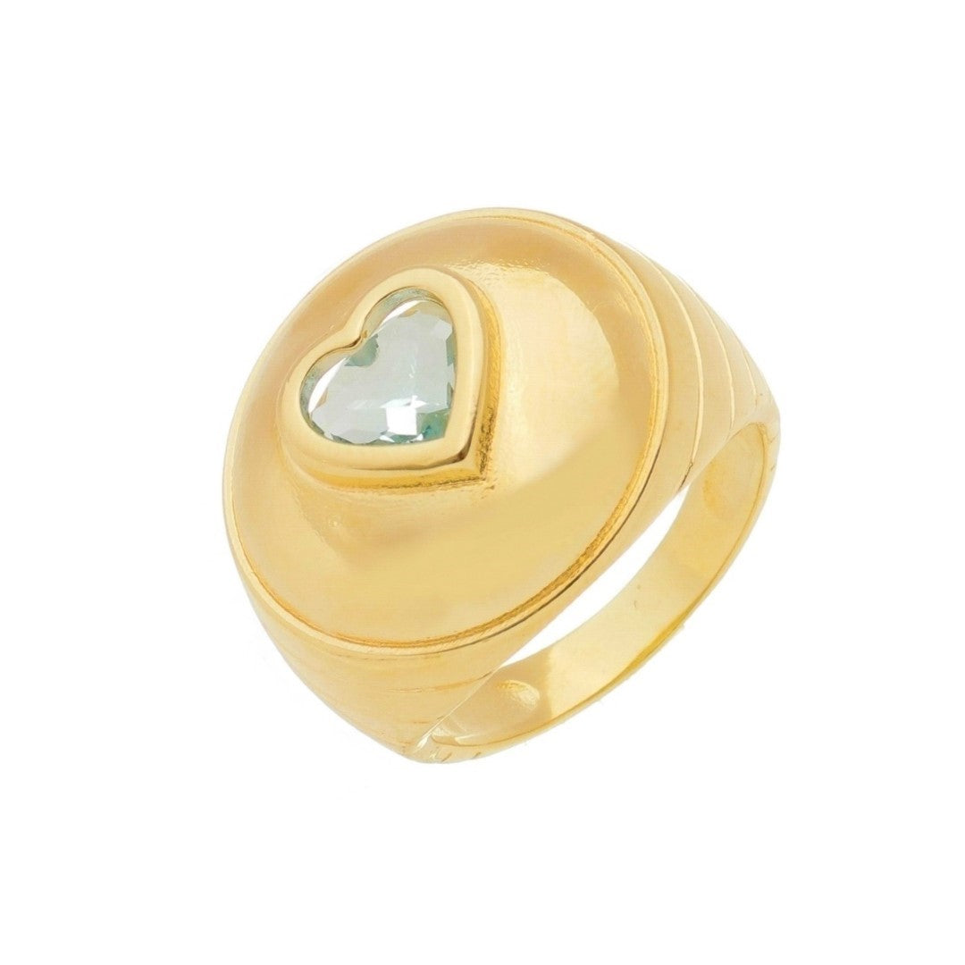 Anel Anabel Coração Zircônia Acqua Folheado a Ouro 18k