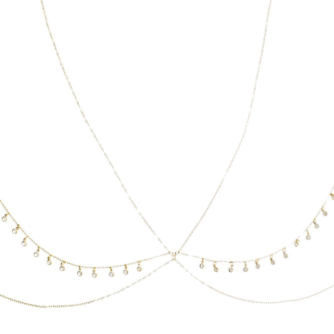 Body Chain Gipsy Mini Zircônias Folheado a Ouro 18k