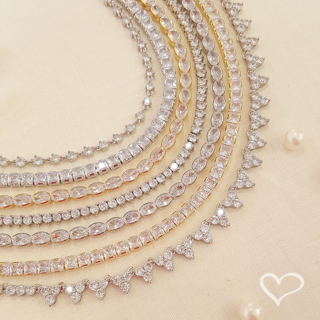 Colar Riviera Hillary Zircônias Folheado em Ródio Branco