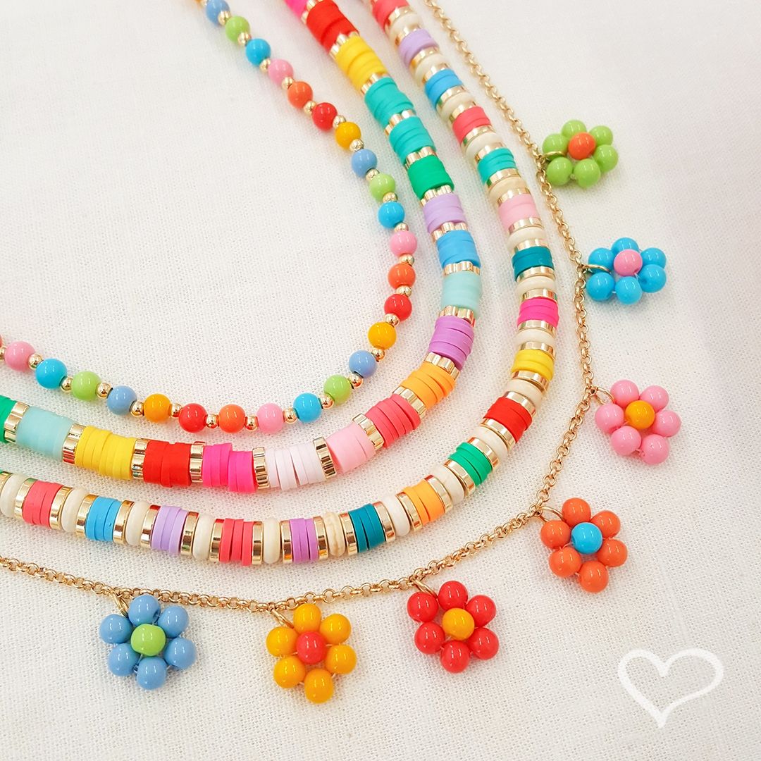 Choker Fanis Howlita Bege Fimos Coloridos