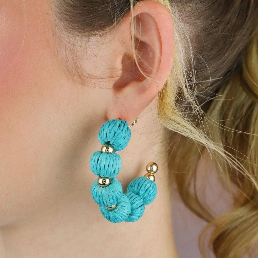 Brinco de Argola Carol Bolas Azul