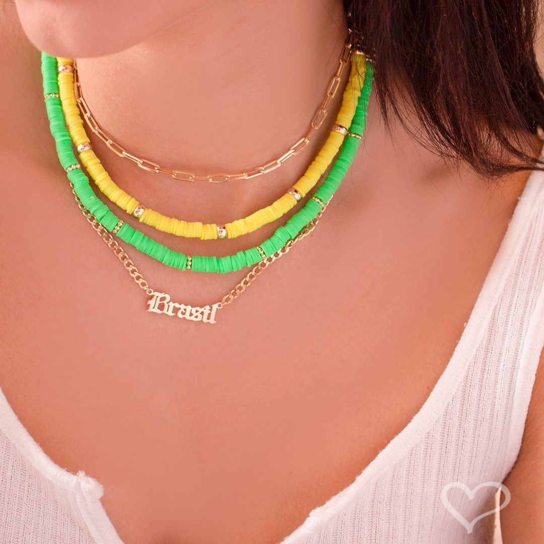 Choker Mari Fimos Amarelo