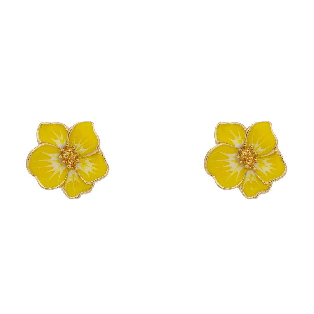 Brinco de Flor Amor Perfeito Amarelo