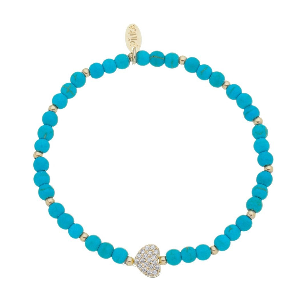 Pulseira Rebeca Coração Zircônias Howlita Turquesa