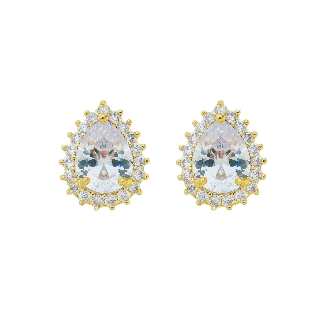 Brinco Nina Gota Zircônias Folheado a Ouro 18k