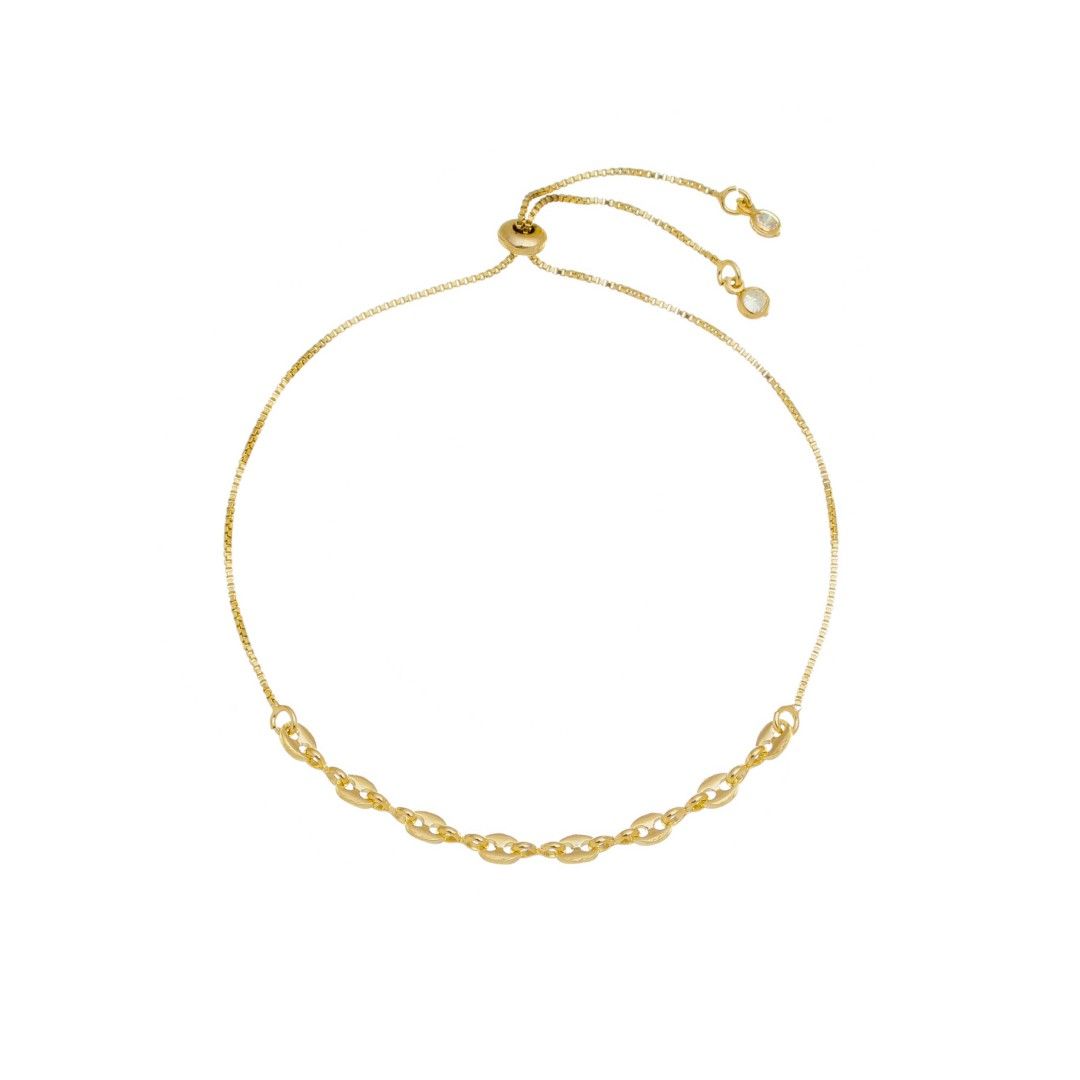 Pulseira Ajustável Beatriz Mini Elos Folheada a Ouro 18k