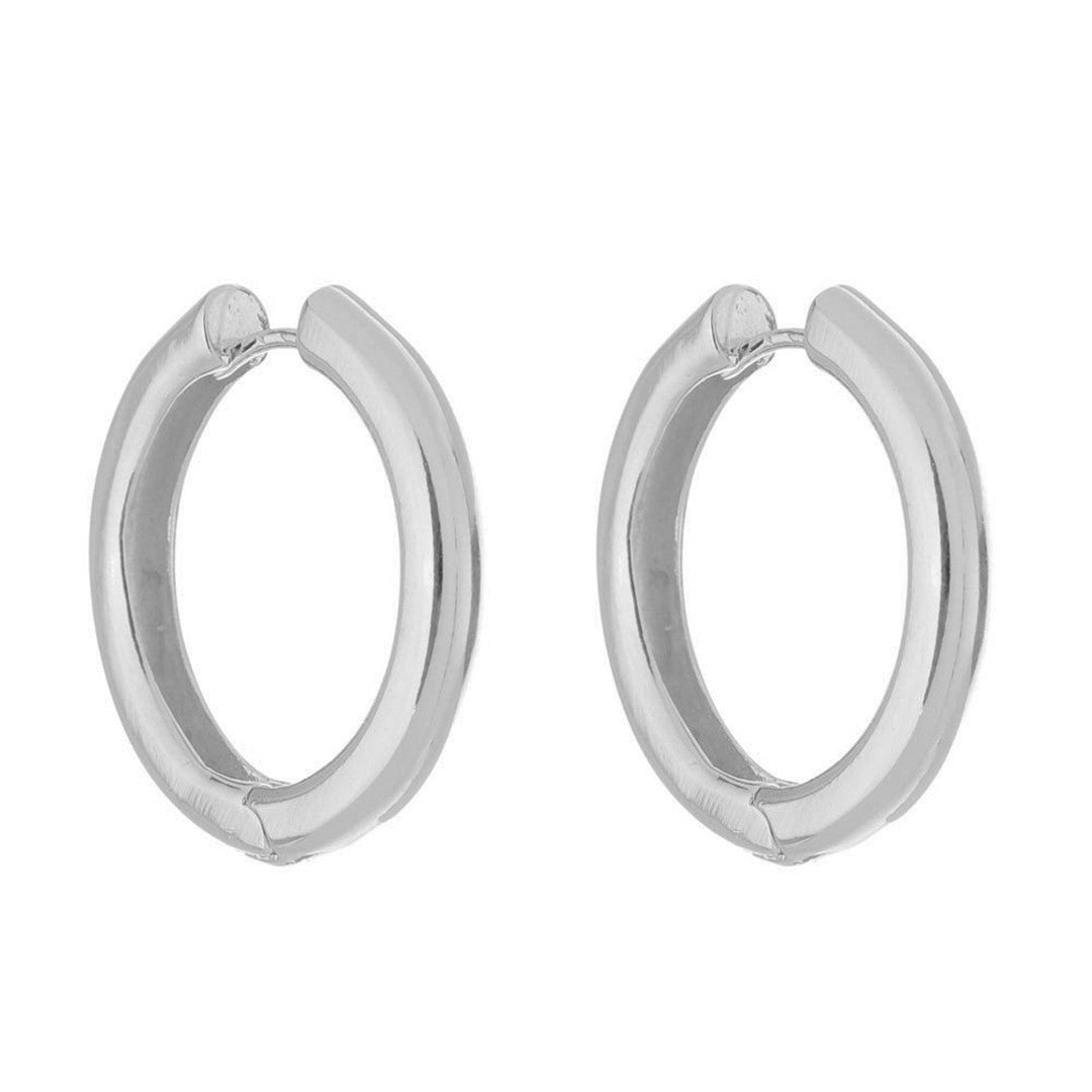 Brinco de Argola Yanca Folheado em Ródio Branco