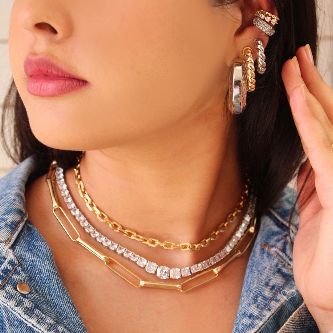 Colar Riviera Elizabeth Zircônias Folheado em Ródio Branco Piuka