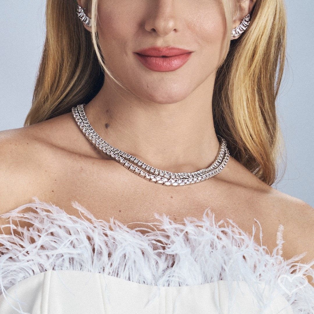 Colar Riviera Dominique Zircônias Folheado em Ródio Branco Piuka