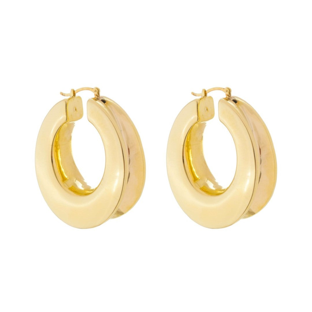 Brinco de Argola Tubo Loren Folheado a Ouro 18k Piuka
