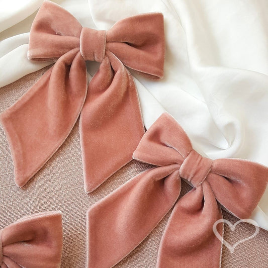 Laço de Cabelo Infantil Nat Veludo Alemão Rose Piuka