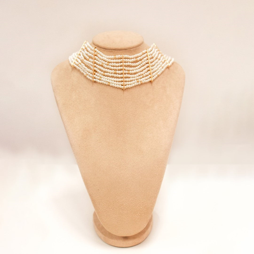 Gargantilha Louise 9 Fileiras de Pérolas Folheado a Ouro 18k Piuka