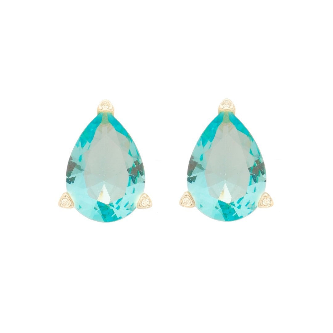 Brinco Maria Sophia Gota Zircônia Acqua Folheado a Ouro 18k