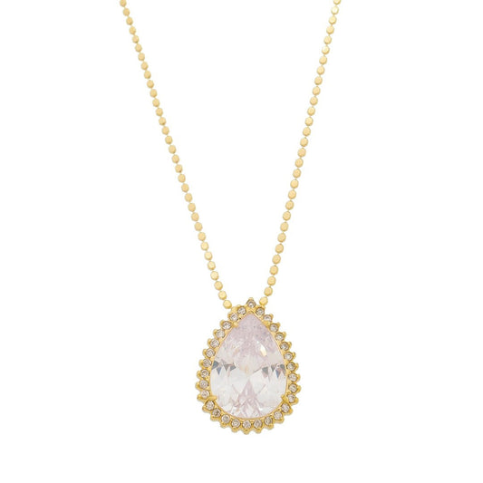 Colar Maria Fernanda Gota Zircônia Cristal Folheado a Ouro 18k