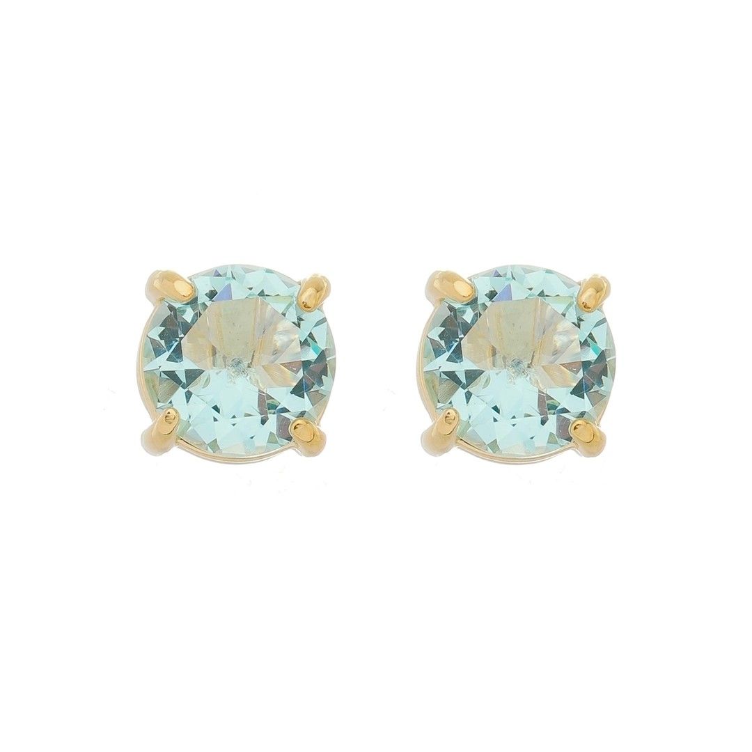 Brinco Ponto de Luz Annie G Zircônia Acqua Folheado a Ouro 18k
