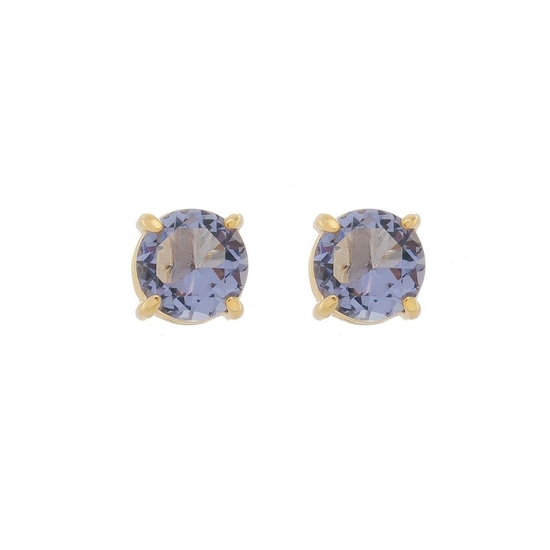 Brinco Ponto de Luz Annie G Zircônia Tanzanita Folheado a Ouro 18k