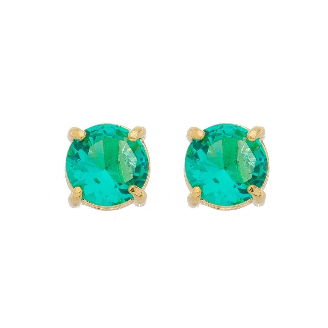 Brinco Ponto de Luz Annie G Zircônia Turmalina Folheado a Ouro 18k