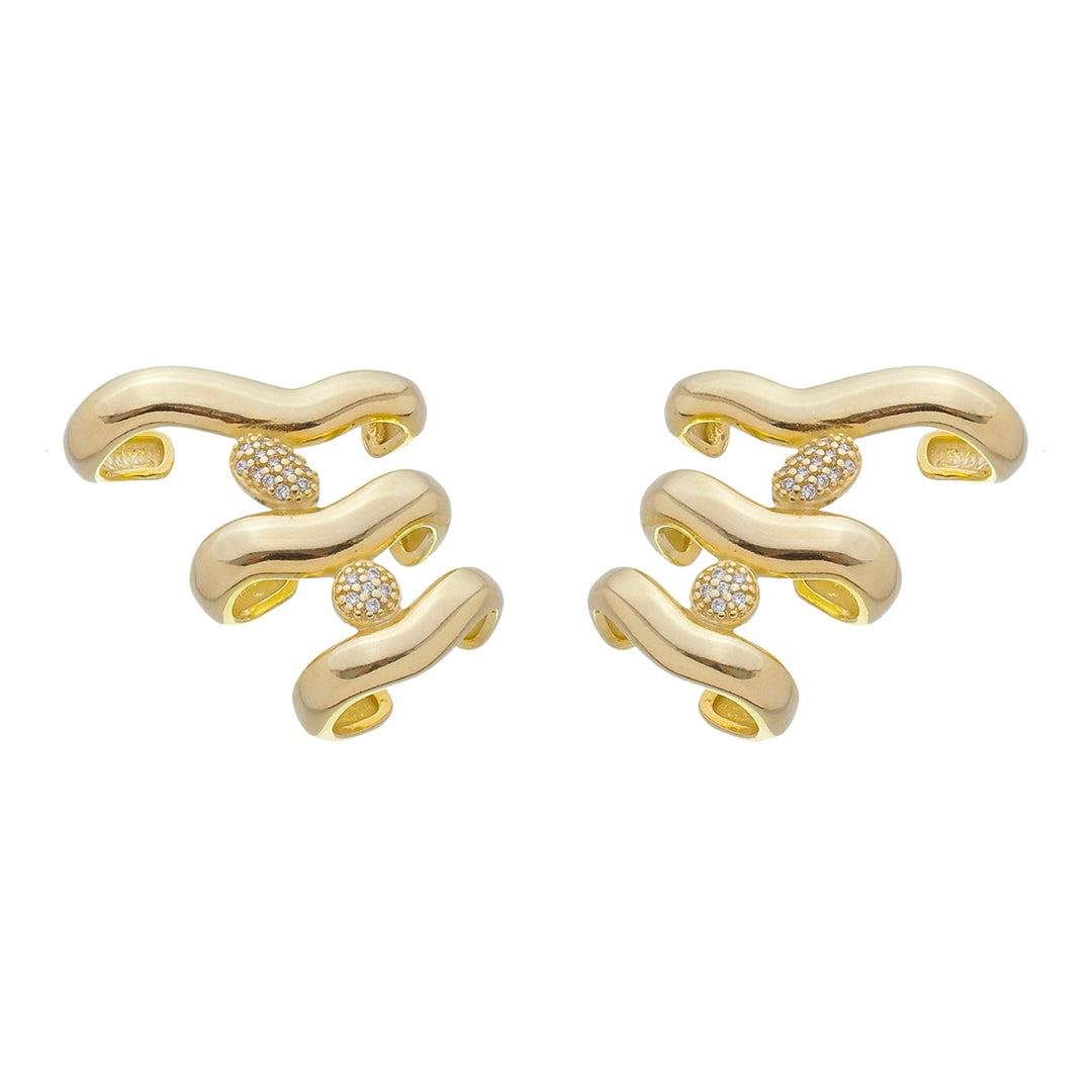 Brinco Ear Cuff Zoe Zircônias Folheado a Ouro 18k