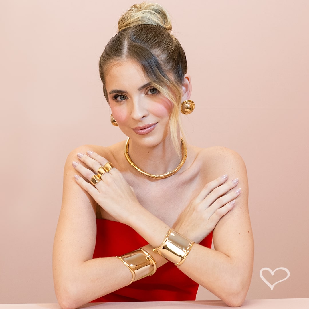 Anel Luiza Triangular Folheado a Ouro 18k