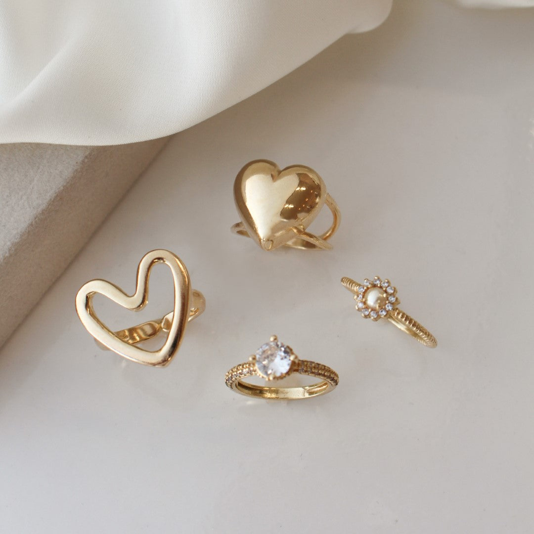 Anel Ajustável Coração Lili Folheado a Ouro 18k