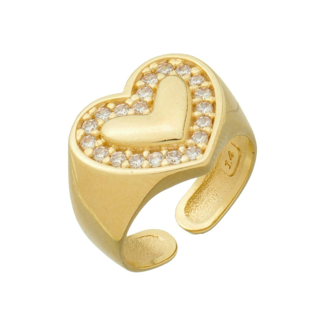 Anel de Dedinho Lara Coração Zircônias Folheado a Ouro 18k