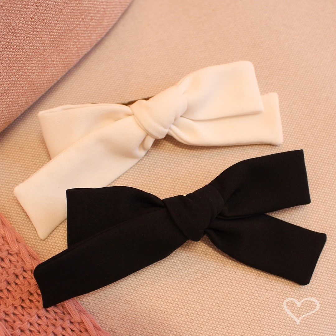 Kit de Laços de Cabelo Preto e Branco Crepe Piuka