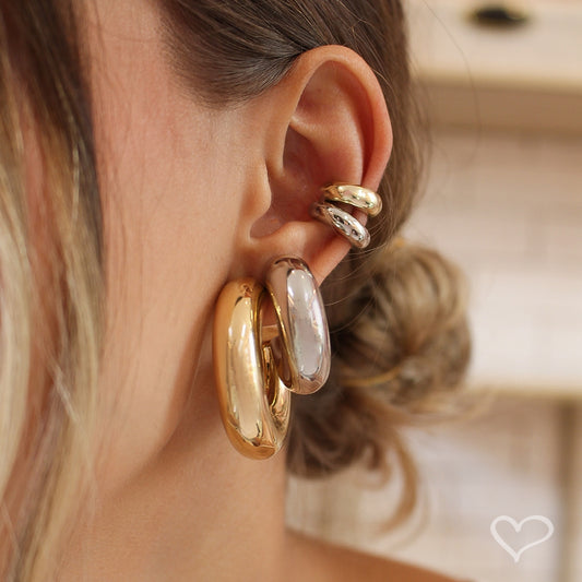 Brinco de Argola Tubo G Ariel Folheado a Ouro 18k