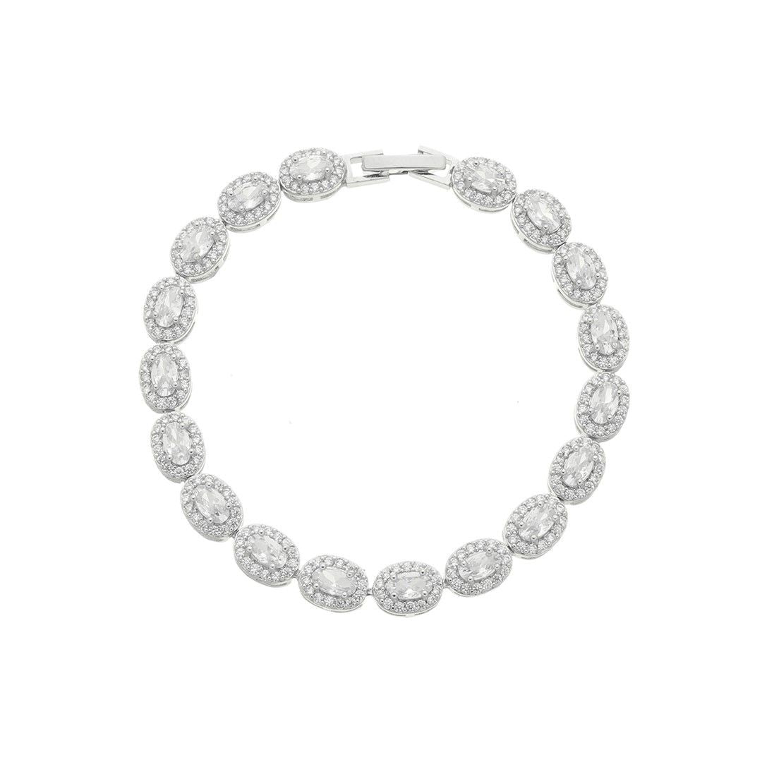 Pulseira Riviera Anne Oval Zircônias Folheada em Ródio Branco