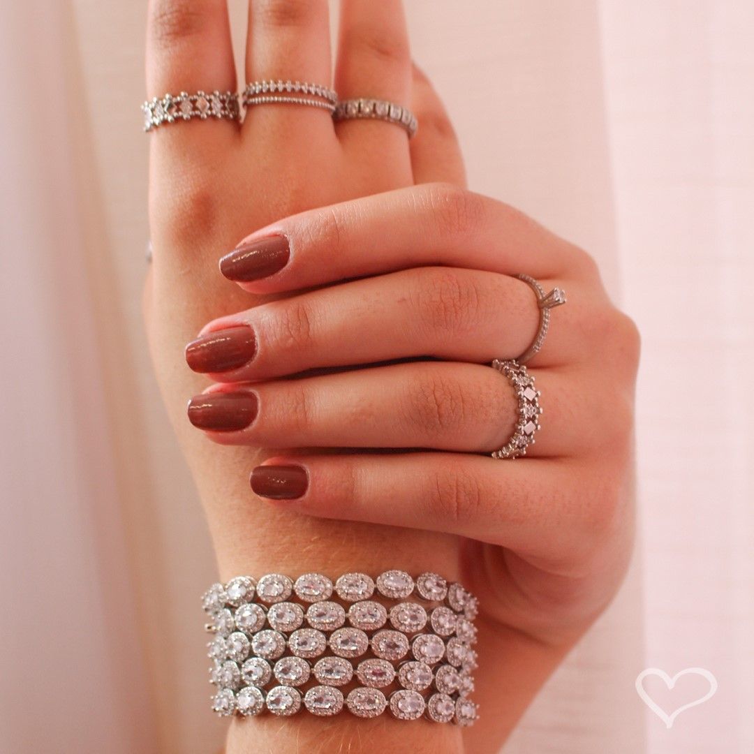 Pulseira Riviera Anne Oval Zircônias Folheada em Ródio Branco