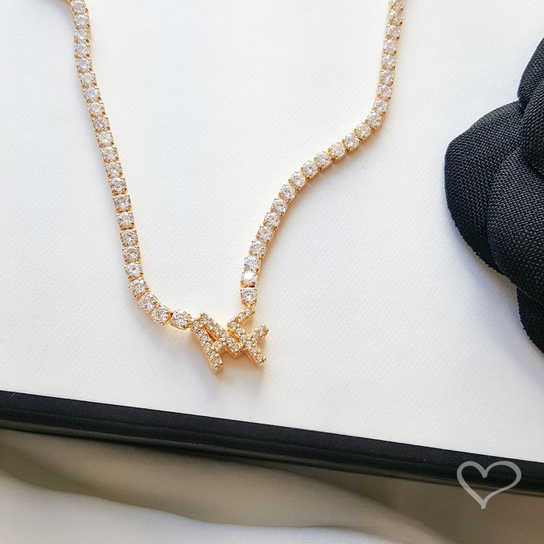 Colar Personalizado Inicial Riviera Folheado a Ouro 18k