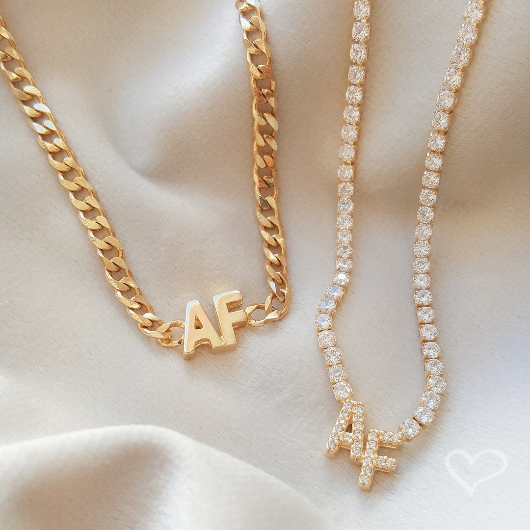 Colar Personalizado Inicial Riviera Folheado a Ouro 18k