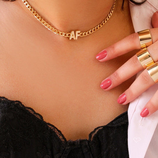 Choker Personalizado Inicial Elos Folheado a Ouro 18k