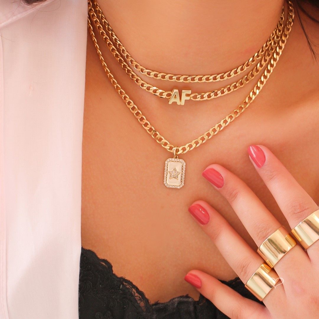 Choker Personalizado Inicial Elos Folheado a Ouro 18k