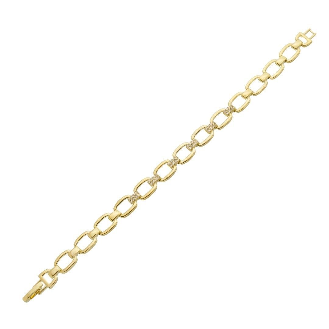 Pulseira Elos Emma Zircônias Folheada a Ouro 18k