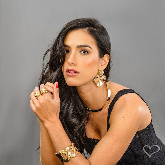 Brinco Coração Matelado Liz Folheado a Ouro 18k