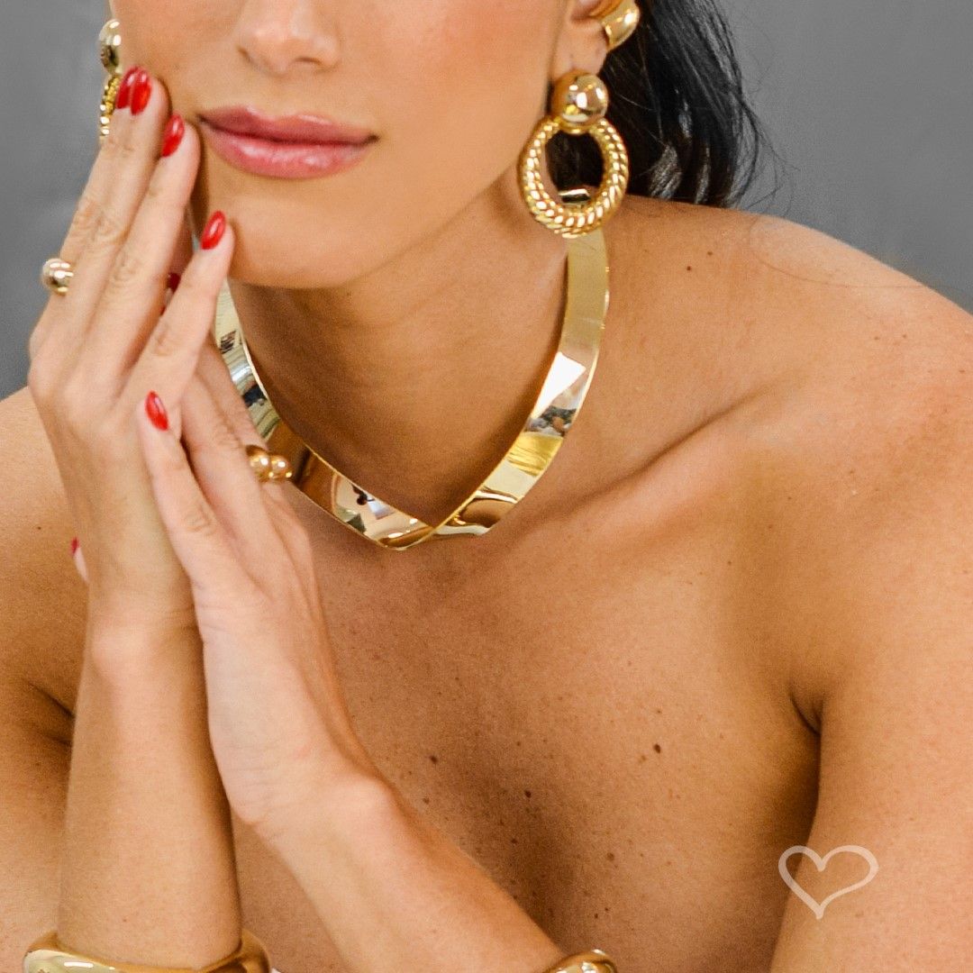 Choker Clarissa Metal Dourada