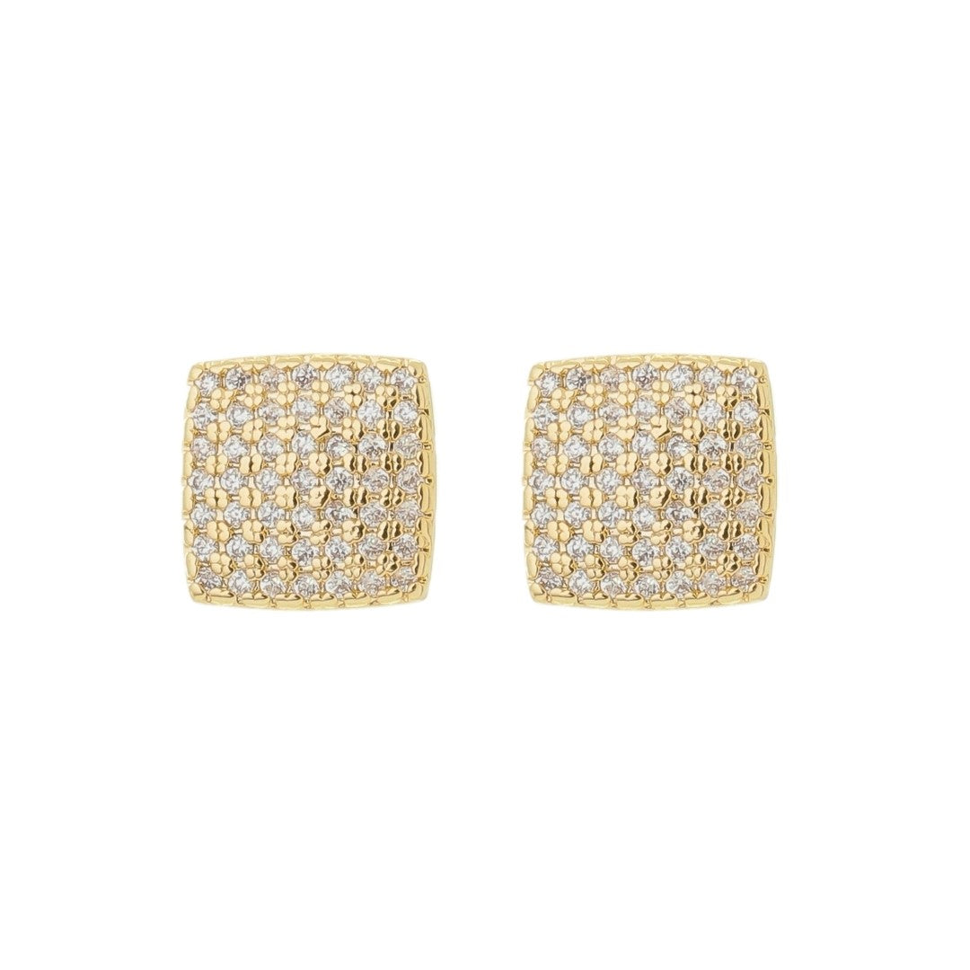 Brinco Débora Quadrado Zircônias Folheado a Ouro 18k
