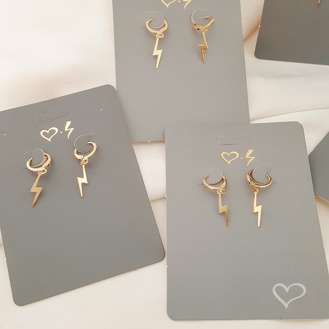 Brinco Argolinha Mini Raio Folheado a Ouro 18k